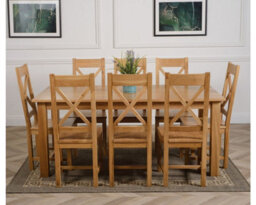 That's Furniture Oslo 180 X 90 Cm Large Oak Dining Table And 8 Chairs Dining Set With Berkeley Chairs - thumbnail 2