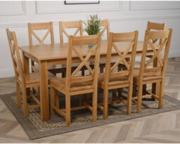 That's Furniture Oslo 180 X 90 Cm Large Oak Dining Table And 8 Chairs Dining Set With Berkeley Chairs - thumbnail 3