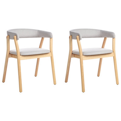 Beliani Set Of 2 Dining Chairs Mylo Fabric Light Brown/ Grey - image 1
