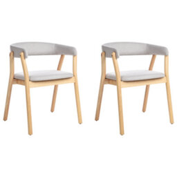 Beliani Set Of 2 Dining Chairs Mylo Fabric Light Brown/ Grey - thumbnail 1