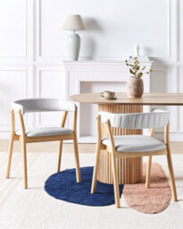 Beliani Set Of 2 Dining Chairs Mylo Fabric Light Brown/ Grey - thumbnail 2