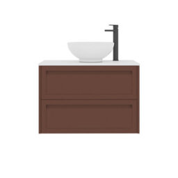 Royal Bathrooms Royal Bathroom Elmore 800mm Terracotta Clay Wall Mounted Bathroom Vanity Unit 2 Drawer Plain White Worktop With Breeze Basin - thumbnail 7