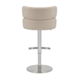 Portland Cream Upholstered Adjustable Swivel Bar Stool With Chrome Base - thumbnail 6