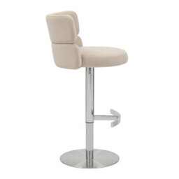 Portland Cream Upholstered Adjustable Swivel Bar Stool With Chrome Base - thumbnail 4