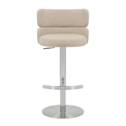 Portland Cream Upholstered Adjustable Swivel Bar Stool With Chrome Base - thumbnail 3