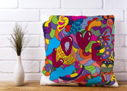Warren Reed Designer Motley Doodling Love Cushions 45Cm X 45Cm - thumbnail 2