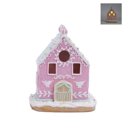 Woodside Home Living Christmas Led Light Up Gingerbread House - Pink - image 1