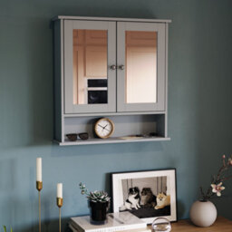 Lassic Bath Vida Priano Dark Grey 2 Door Mirrored Bathroom Wall Cabinet With Shelf - thumbnail 6