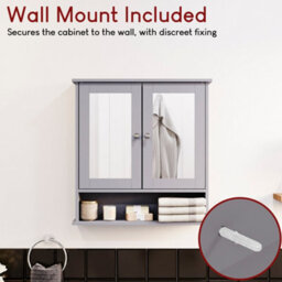 Lassic Bath Vida Priano Dark Grey 2 Door Mirrored Bathroom Wall Cabinet With Shelf - thumbnail 8