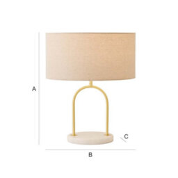 Valuelights Rachel Brushed Gold Arch Marble Base Table Lamp With Natural Lamp Shade And Bulb - thumbnail 8