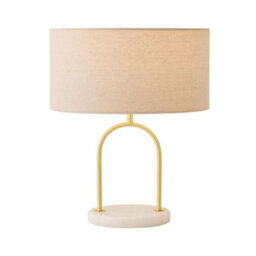 Valuelights Rachel Brushed Gold Arch Marble Base Table Lamp With Natural Lamp Shade And Bulb - thumbnail 7
