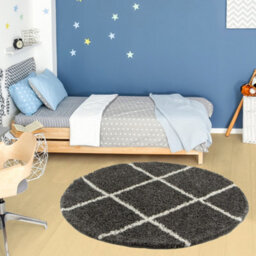 The Rugs Moroccan Shaggy Rugs And Runners Soft Fluffy Diamond Design High Pile Dark Grey And Ivory Living Room Kitchen Hallway 540 - thumbnail 5