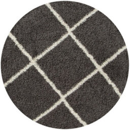 The Rugs Moroccan Shaggy Rugs And Runners Soft Fluffy Diamond Design High Pile Dark Grey And Ivory Living Room Kitchen Hallway 540 - thumbnail 1