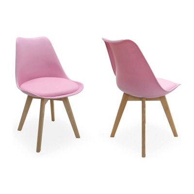 Life Interiors Lorenzo Padded Dining Chairs, Tulip Chair For Lounge Office Dining Room Kitchen, Set Of 2, Pink - image 1