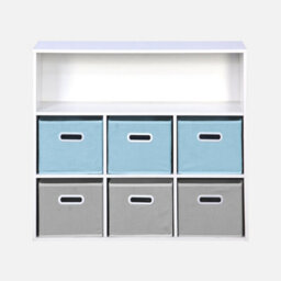 Sweeek - Children's Storage Unit With 6 Velvet Baskets Camille Blue 129.5X76.2X70 Cm - thumbnail 2