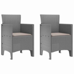 Berkfield Garden Dining Set 3 Pcs Light Grey Polt Rattan - thumbnail 5