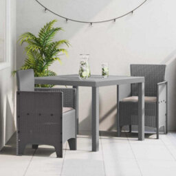 Berkfield Garden Dining Set 3 Pcs Light Grey Polt Rattan