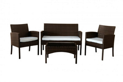 Comfy Living Economy 4 Piece Rattan Garden Set With Cover Option In Brown - image 1