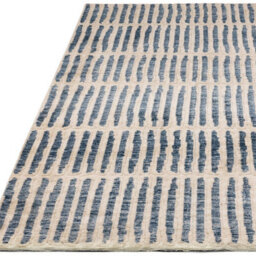 Blue Striped Handmade Luxurious Modern Wool Rug Easy To Clean Living Room And Bedroom-120Cm X 170Cm - thumbnail 3