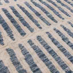 Blue Striped Handmade Luxurious Modern Wool Rug Easy To Clean Living Room And Bedroom-120Cm X 170Cm - thumbnail 2