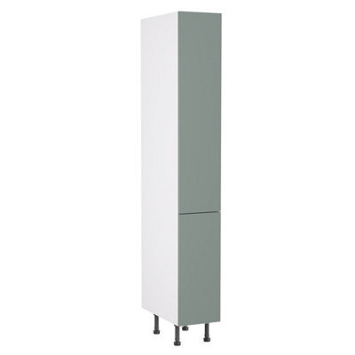 Kitchen Kit Agave Green Supermatt Slab Door Larder Unit Cabinet Soft Close Drawers Flatpack - 300X1970mm - image 1