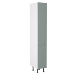 Kitchen Kit Agave Green Supermatt Slab Door Larder Unit Cabinet Soft Close Drawers Flatpack - 300X1970mm - thumbnail 1