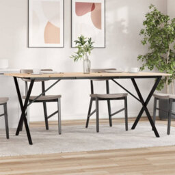 Walplus Dining Table X-Frame 180X90X75 Cm Solid Wood Pine And Steel - thumbnail 1