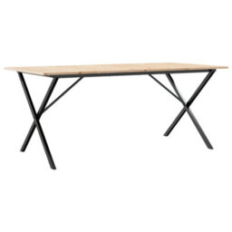 Walplus Dining Table X-Frame 180X90X75 Cm Solid Wood Pine And Steel - thumbnail 2