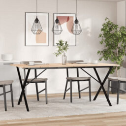 Walplus Dining Table X-Frame 180X90X75 Cm Solid Wood Pine And Steel - thumbnail 3