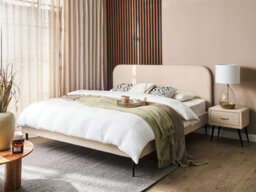 Beliani Bed Boucle Flayat 180 X 200 Cm (Eu Super King) Light Beige - thumbnail 2