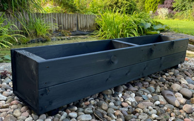 Ruddings Wood Large Wooden Planter Black Trough Garden Flower Box Heavy Duty 1200mm Fully Assembled
