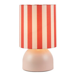 Happy Homewares Chic Pastel Pink Domed Table Lamp With Vertically Striped Fabric Shade - thumbnail 2