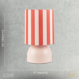 Happy Homewares Chic Pastel Pink Domed Table Lamp With Vertically Striped Fabric Shade - thumbnail 7
