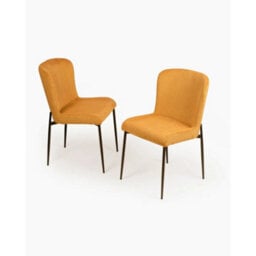 Evre Yellow Freddie Dining Chairs Set Of 2, Upholstered, Corduroy, Stain-Resistant, Metal Frame, Non-Marking Foot Caps - 9 Colours - thumbnail 1