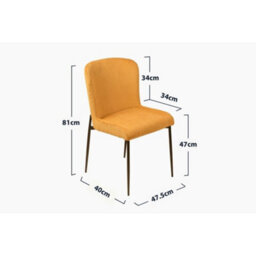 Evre Yellow Freddie Dining Chairs Set Of 2, Upholstered, Corduroy, Stain-Resistant, Metal Frame, Non-Marking Foot Caps - 9 Colours - thumbnail 7