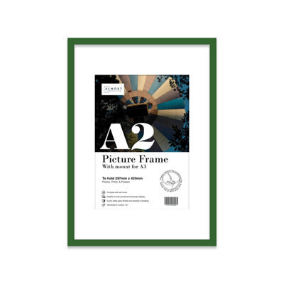 A2 Green Picture Frame With Mount For A3 (29.7 X 42Cm - 11.7 X 16.5In) Poster, Photo, Artwork, Or Print. - image 1
