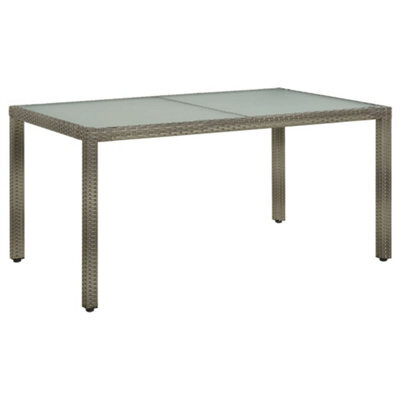 Berkfield Garden Table 150X90X75 Cm Tempered Glass And Poly Rattan Grey - image 1