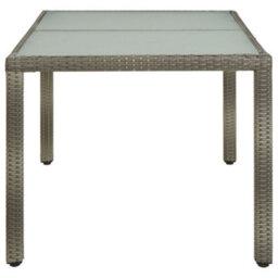 Berkfield Garden Table 150X90X75 Cm Tempered Glass And Poly Rattan Grey - thumbnail 3