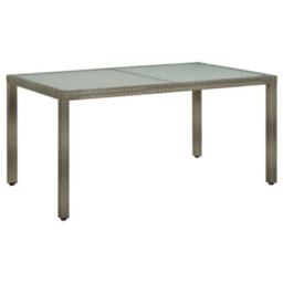 Berkfield Garden Table 150X90X75 Cm Tempered Glass And Poly Rattan Grey - thumbnail 1
