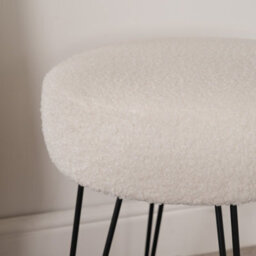 OHS Teddy Stool Boucle Hairpin Round Home Seat Cushioned Foot Rest - thumbnail 2