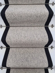 RainbowHome Herringbone Mirage Grey Stair Runner With 100% Cotton Black Border 50 700 - thumbnail 2