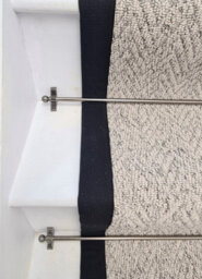 RainbowHome Herringbone Mirage Grey Stair Runner With 100% Cotton Black Border 50 700 - thumbnail 3