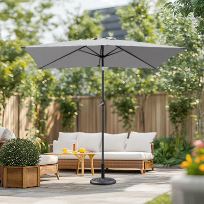 Sundaze 2X3M Grey Rectangle Garden Parasol Umbrella Patio Sun Shade Canopy Crank Tilt With Base - image 1
