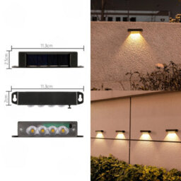 Amorly 4 Pack Solar Powered Outdoor Wall Lights, Dusk To Dawn 3Led Convex Lens White Light, Waterproof Decor Lamp For Fencing, Decking - thumbnail 1