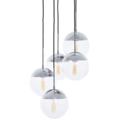 Orsina Chrome Finish Five Pendant Lights, Adjustable Globe Pendant Ceiling Fixture, Modern Dining Room Downlight - thumbnail 3