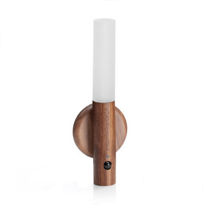 Auraglow Smart Led Sensor Wall Light With Magnetic Base - Walnut Wood - image 1