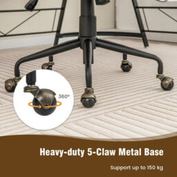Costway Velvet Leisure Chair Adjustable Swivel Home Office Chair Rolling Computer Chair Grey - thumbnail 7