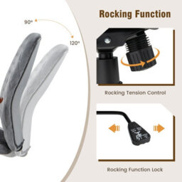 Costway Velvet Leisure Chair Adjustable Swivel Home Office Chair Rolling Computer Chair Grey - thumbnail 8