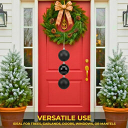 Shatchi Set Of 3 - 20Cm Black Christmas Baubles (Glossy, Matte, Glitter) Décor Pack - thumbnail 4