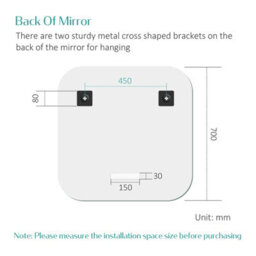 Emke Square Wall Mounted Mirror 70Cm Decorative Wall-Mounted Hanging Bathroom Bedroom Living Room Vanity Mirror - thumbnail 5
